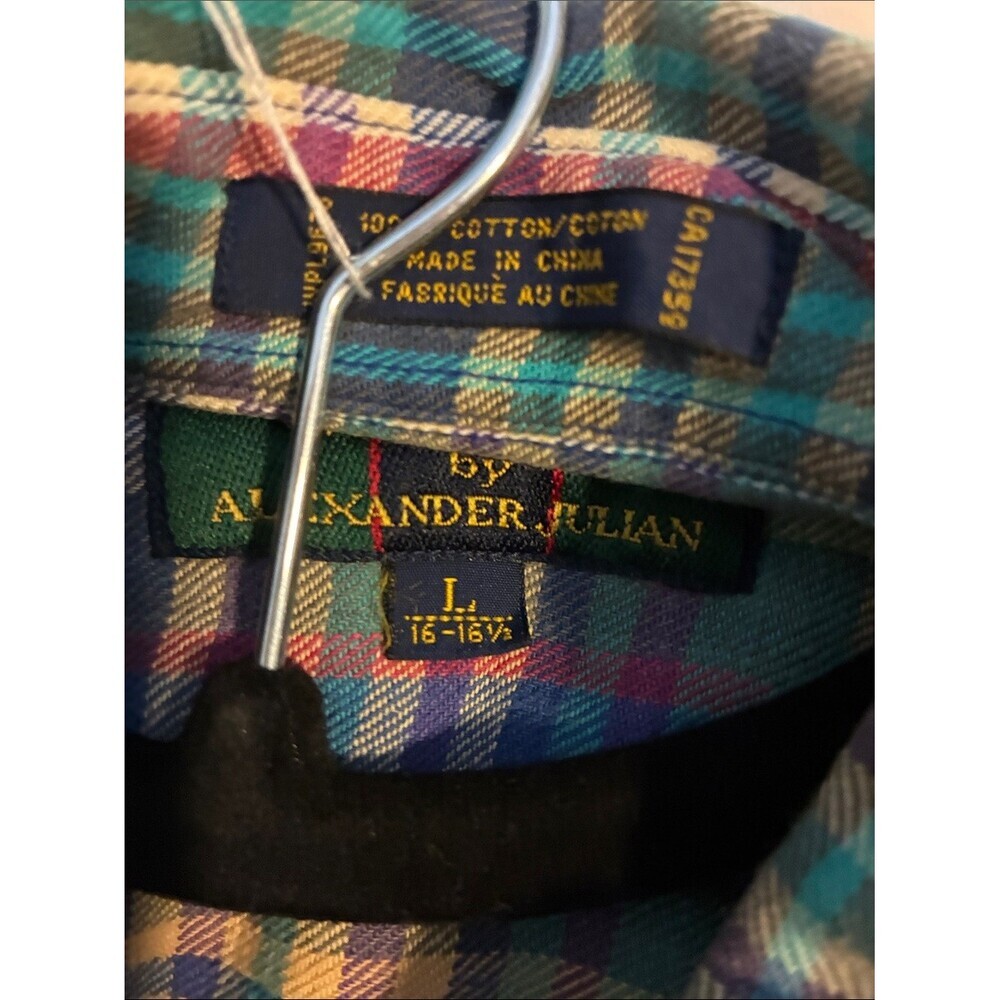 Alexander Julian Blue, Green and Purple Plaid Button-Down Shirt - Picture 3 of 3